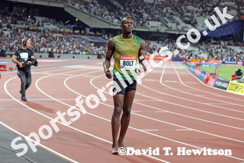 Usain Bolt, 100 metres,  2013 IAAF Diamond League, Sainsbury's Anniversary Games, Queen Elizabeth Olympic Park, London.
